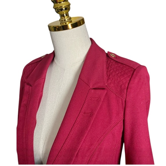 WHITE HOUSE BLACK MARKET | Ruby Red Ponte Military Jacket Blazer Women’s Size 4 - Picture 10 of 14